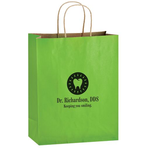 Custom Printed Matte Color Paper Shopper Tote Bag (5"x3 1/2"x8") - Flexo Ink - 4M538-FI